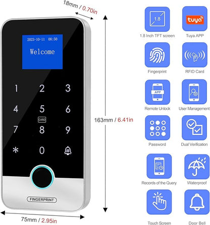 Waterproof Smart Home Security Systems Fingerprint,Password,Tuya Remote Unlock,IC Keychain Multiple Methods，with Door Switch,Power Supply DC 12V,(Electric Lock)