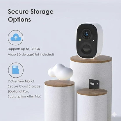 GMK Security Cameras Wireless Outdoor, 2K Battery Powered Cameras for Home Security, Color Night Vision, Motion Detection, 2-Way Talk, IP65 Waterproof, Remote Access, Cloud/SD Storage 2-Pack