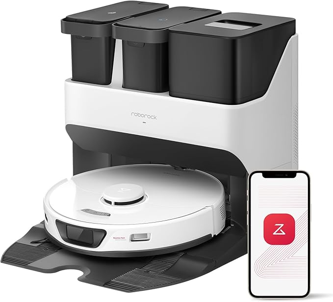 roborock S7 Max Ultra Robot Vacuum and Mop Combo, Auto Mop Drying, Auto Mop Washing, Self-Emptying, Self-Refilling, 5500Pa Suction, Reactive Tech Obstacle Avoidance, White (Renewed)