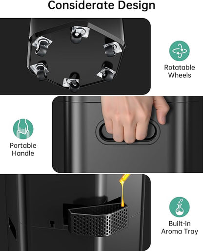 5Gal Humidifiers for Bedroom Large Room 2800ft², APP/Remote Control, 60H Quiet Supersized Cool Mist Humidifier with Auto 180°Mist Tube, 24H Timer, Top Fill, Humidifiers for Home Office Plants