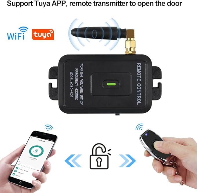 YiToo Wireless Tuya Smart WiFi Access Control System Kit Gate Opener Remote Control Unlock Smartphone APP Control Without Electric Door Locks