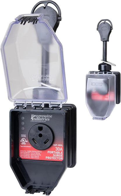 Progressive Industries SSP-30XL Portable RV Smart Surge Protector, Black, 30 Amp