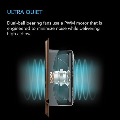 AC Infinity AIRTAP T6, Bronze Register Booster Fan for 6”x10” Openings | LCD Temperature Controller, Bluetooth, Quiet 10-Speeds