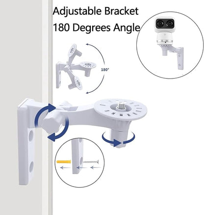 Wall Mount Compatible with eufy Security 4K Indoor Cam S350 eufy Security E21/E20, 2 Pack Adjustable Bracket Mount Ceiling Mount 180 Degree Rotation Baby Monitor Mount Easy to Install, White