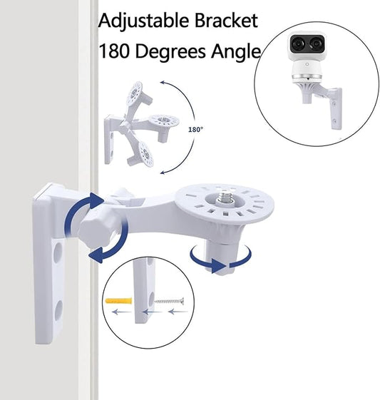 Wall Mount Compatible with eufy Security 4K Indoor Cam S350 eufy Security E21/E20, 2 Pack Adjustable Bracket Mount Ceiling Mount 180 Degree Rotation Baby Monitor Mount Easy to Install, White