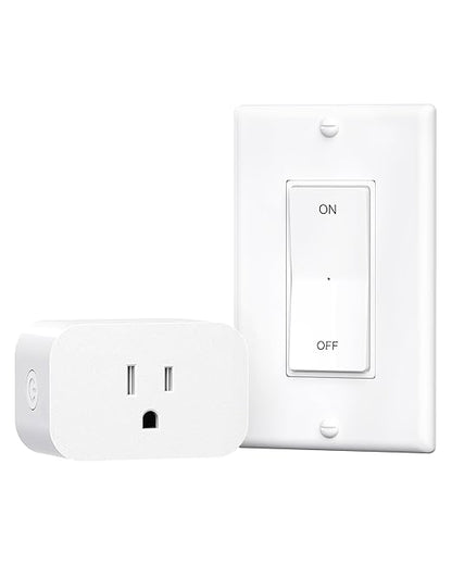 DEWENWILS Remote Control Outlet, Magnetic Wireless Light Switch, No Wiring Decorator Rocker Wall Switch, 100FT RF Signal, 15A/1875W Mini Remote Outlet Plug for Lamp, Christmas Decoration