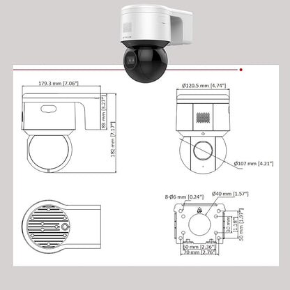 DS-2DE3A404IWG-E/W 4MP Hik PoE Dome Mini PTZ Camera with 4X Zoom IR, Pan and tilt Ability, Excellent Low-Light Performance, IR Night Vision 50m, Audible and Visual Alarm, Support Upgrade