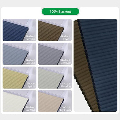 Motorized Cellular Shades with Remote Blackout Honeycomb Smart Blinds Options for Indoor Windows, Remote/Alexa/Matter Compatible, Easy DIY Installation (Blue)