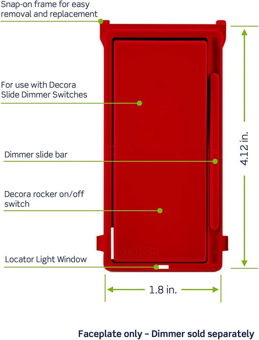 Leviton Decora Slide Dimmer Switch and Fan Speed Control Color Change Kit, For Use With DSE06, DS710, DSX10, DSX12, DSH06, DSH08 Dimmers and DSF01 Fan Speed Control, DSKIT-NR, Red