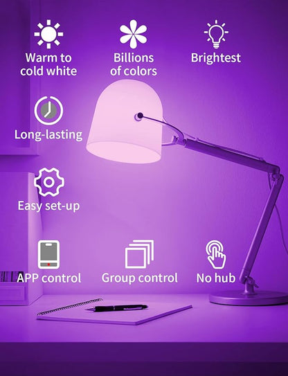 Smart Light Bulbs, 16W 150W Equivalent 1600 Lumens 2700K-6500K Tunable BR30 WiFi Color Changing Light Bulb Works with Alexa Google,Recessed Alexa Light Bulb,Dimmable Flood Smart Bulb,4 Pack