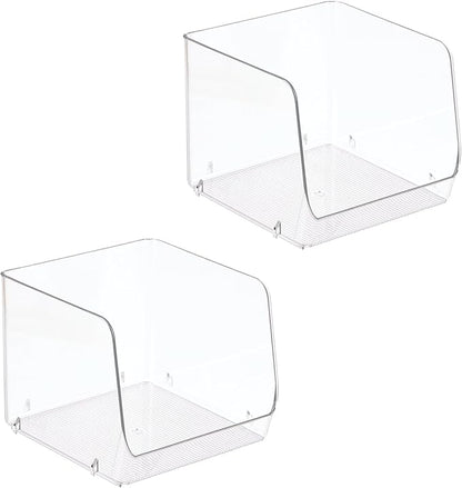 iDesign Open-Front Bin for Kitchen, Bathroom, or Home Office - Set of 2, Clear, Made in USA