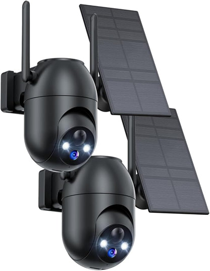 Security Cameras Wireless Outdoor Solar: 2K WiFi Camera for Home Security System - Battery Powered Cam IP66 Waterproof Motion Sensor 360° CCTV Camera- 5G Not Supported