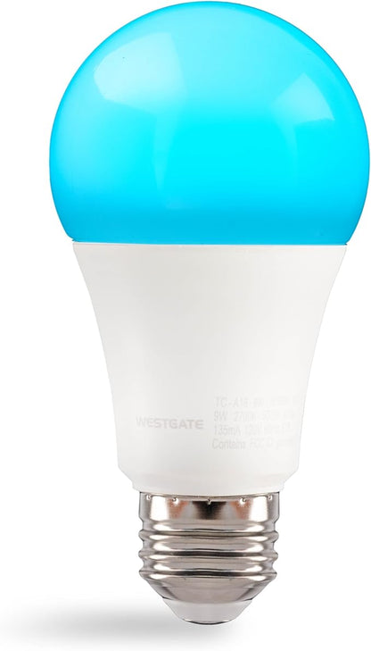 Westgate TC-A19-9W-RGBW-WIFI E26 LED Bulb, Smart Light Bulb, Color Changing Light, A19 Shape, Dimmable - Smart App Compatible, Compatible with Alexa, Works with Google