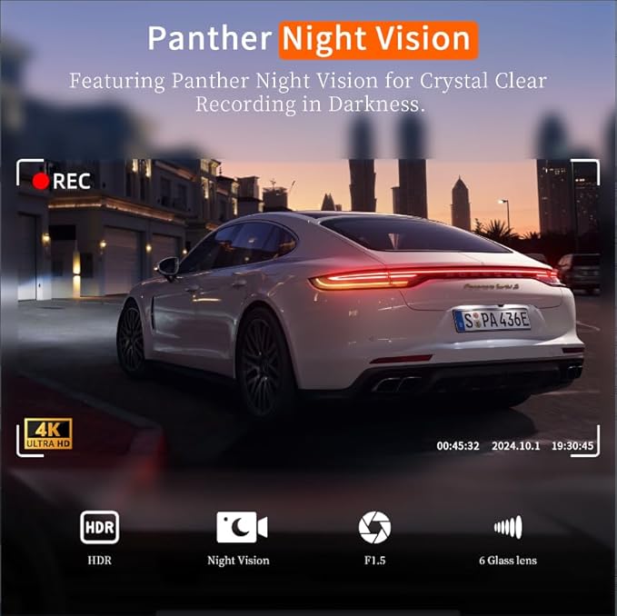 Volvo Dash Cam for XC90 2016-2022 T5/6/8, 4K Dash Camera with OEM-Style, No Visible Wires, Breeze Installation, Night Vision, WiFi & App, Parking Mode, Plug and Play, Loop Recording, 64GB Card
