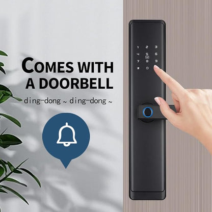 Sophies Keyless Entry Smart Lock with Handle, WiFi Door Lock, Tuya APP Control - Front Door Lock with Keypad and Anti-Peeping Password Grey