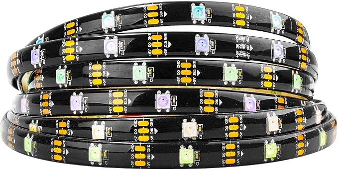 BTF-LIGHTING WS2812B IC RGB LED Strip,UL Listed,Pure Gold Wires,DC5V 16.4FT 150LED 5050SMD,Individually Addressable,Flexible for DIY Chasing Full Color Project,3M Tape,IP65(No Adapter or Controller)