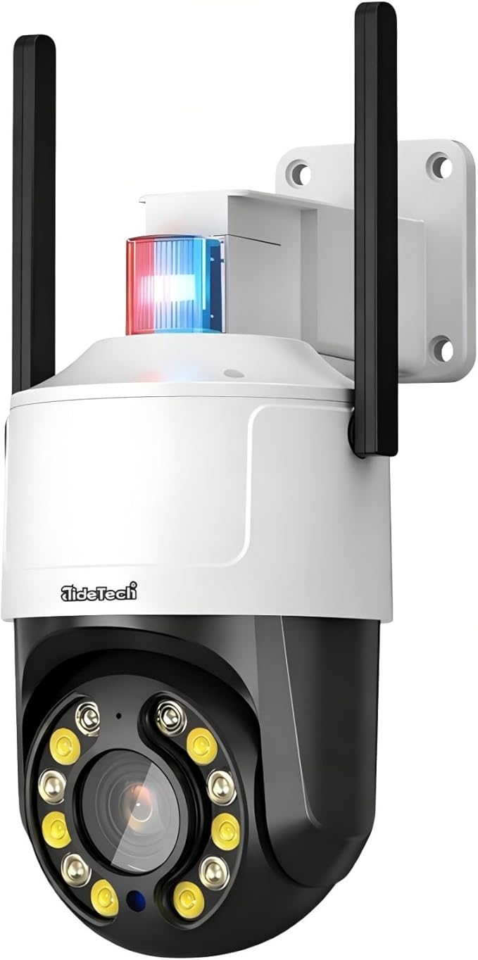 JideTech 5MP Outdoor PTZ WiFi Security Camera, 5X Optical Zoom, Dual Band 2.4G/5G Wireless, Auto Tracking, Human Detection, Color Night Vision, Red & Blue Warning Light, NVR Compatible