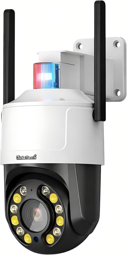JideTech 5MP Outdoor PTZ WiFi Security Camera, 5X Optical Zoom, Dual Band 2.4G/5G Wireless, Auto Tracking, Human Detection, Color Night Vision, Red & Blue Warning Light, NVR Compatible