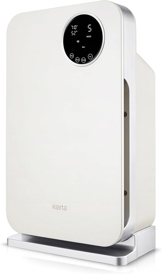 Air Purifier for Home - Smart WiFi App - Ultra Quiet 20 dB - Removes Allergens, Smoke & Odors - 99.97% Particle Filtration - Up to 1237 ft² - Klarta Forste White