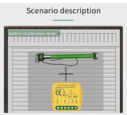 WiFi Smart Garage Door Controller Module, TUYA SMART Life, AC 100-240V, Single Channel with Mounting Kit, CE Certified, Yellow (1ch Curtain WiFi AC)
