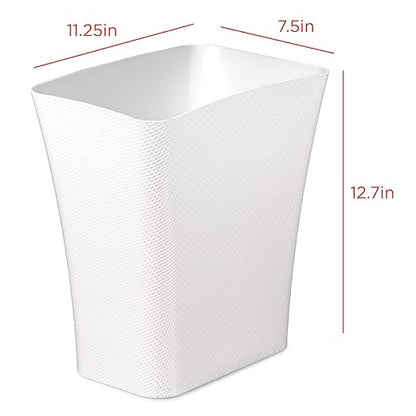 Clorox Textura Slim Trash Can - 3.1 Gallon Small Waste Basket for Narrow Spaces - Skinny Plastic Garbage Bin for Bathroom, Bedroom, or Office, White