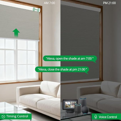 Motorized Cellular Shades with Remote Blackout Honeycomb Smart Blinds Options for Indoor Windows, Remote/Alexa/Matter Compatible, Easy DIY Installation (Silver Gray)