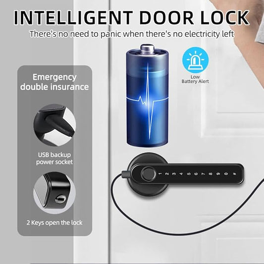 Fingerprint Smart Door Lock with Keypad Handle for Home, Apartment, Office, Front Door, Bedroom, Keyless Entry Door Lock