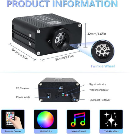 16W Car Home Starlight Headliner Kit, Twinkle & Sound Activate RGBW Fiber Optic Lights with APP & Remote Control, Star Lights for Ceiling Decoration, 650 pcs 9.8ft