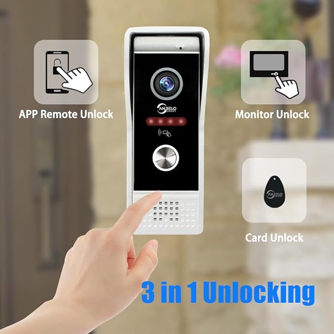 ANJIELO SMART Wired Video Door Phone Apartment Intercom System,WiFi 10 Inch Touch Monitor with 1080P Doorbell Camera,RFID Card Unlocking for Home Tuya,32G