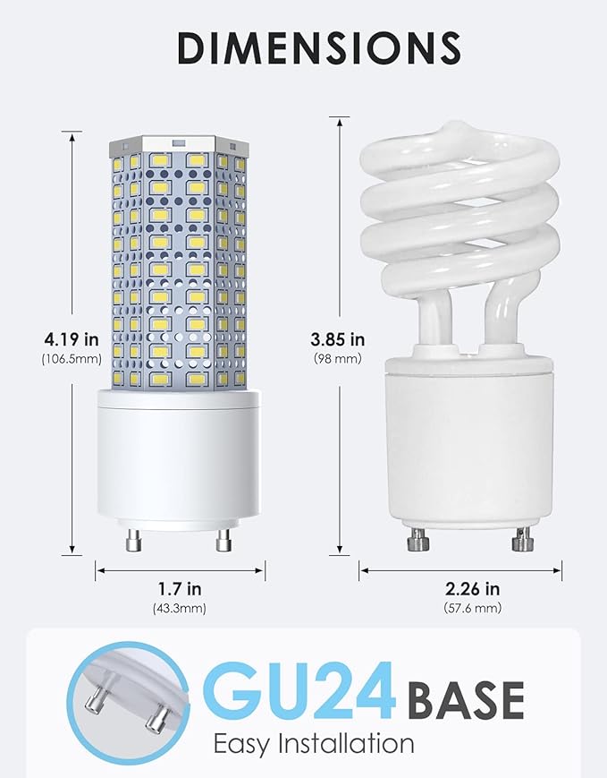BMXKPO 13W GU24 LED Light Bulb,2 Prong Light Bulbs, GU24 Twist Lock Base,Replacement Bedroom 23W CFL Bulb,1950lm 4000K 4 Pack