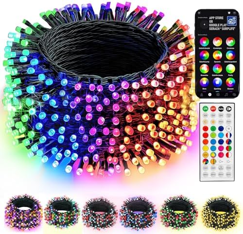 Dazzle Bright Smart Christmas String Lights, 98FT 300 LED RGB Color Changing String Lights with Remote & App Controlled, Halloween Decorations for Indoor Outdoor Holiday Xmas Tree Party Decor