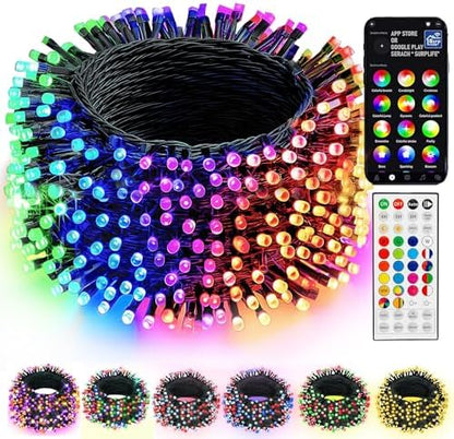 Dazzle Bright Smart Christmas String Lights, 98FT 300 LED RGB Color Changing String Lights with Remote & App Controlled, Halloween Decorations for Indoor Outdoor Holiday Xmas Tree Party Decor