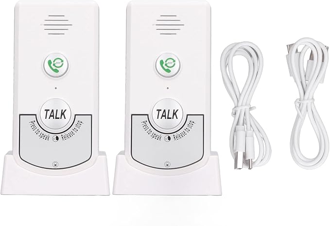 Wireless Intercom Doorbells, Adjustable Voice Intercom Home Smart 2 Way Talk Doorbell, Electronic Doorbell for Hospitals, Hotels, Factories, Teahouses (White)