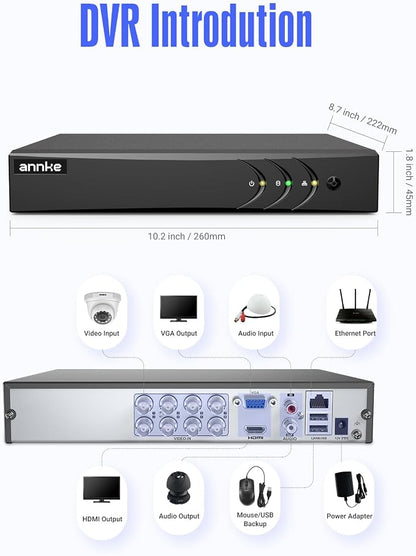 ANNKE 3K Lite 8CH Hybrid 5-in-1 Security Digital Video Recorder, 1TB HDD