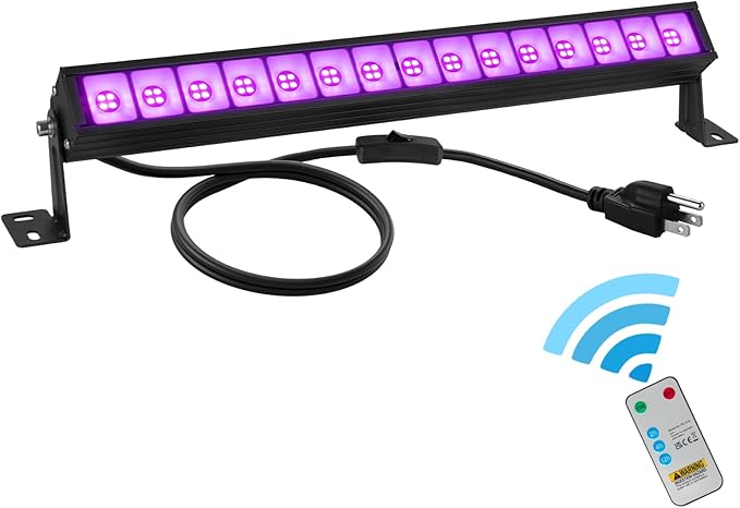 48W LED Black Light Bar Blacklight Bars with Plug and Switch Light Up 22x22ft Area for Glow Party Halloween Parties Bedroom Decorations Stage Lighting -1pack Carrying a Remote Control