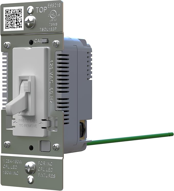 Legrand LED Toggle Dimmer Switch, Dimmable Light Switch, Flicker-Free LED Dimmer Control, 150W, Gray