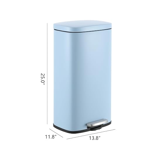 happimess Curtis 8 Gal Step Trash Can Soft Close 25", Tide Pool Blue