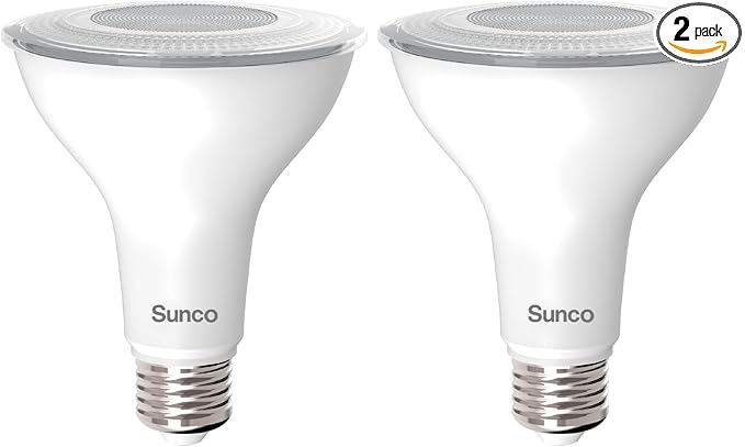 Sunco 2 Pack PAR30 Long Neck LED Flood Light Bulbs, 11W (75W Equivalent), High Output, 1200 Lumens, 2700K Soft White, Dimmable, E26 Base, Indoor Outdoor Recessed, UL Certified