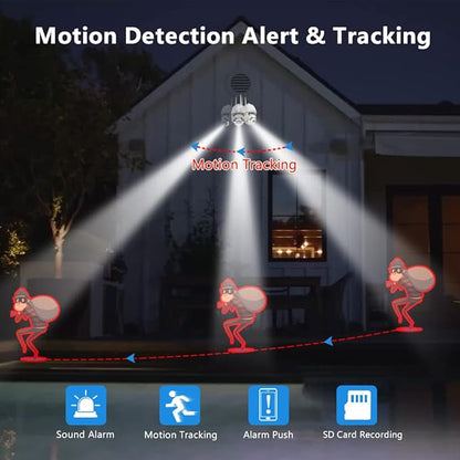 HOSAFE.COM Cameras for Home Security Outdoor WiFi, Plug-in 24/7 Video Surveillance System, Spotlight Color Night Vision, Human Motion Detection, PTZ Auto Tracking, Two Way Talk, Waterproof