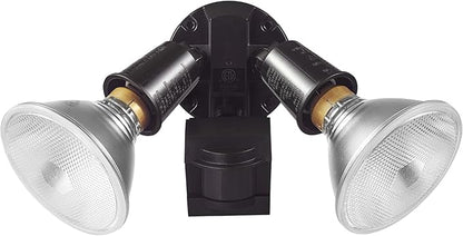 GLOBE Electric 240W Twin Head Motion Sensor Security Flood Light, 110° Detection, 60-Ft Range, Hardwired, Bronze Finish, Weather Resistant Outdoor Light, 17000268