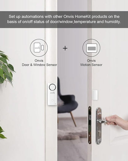 Onvis 4-in-1 Wireless Door Window Contact Sensor for Alarm System and Smart Home Automation ,Thermometer, Hygrometer, Only Works with Apple HomeKit (Thread) -Need to Upgrade The Firmware to 1.6.6