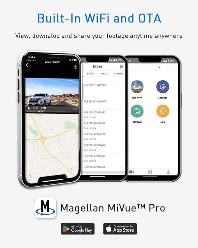 MAGELLAN DR45 2-Channel Dash Cam, Night Vision, Front & Rear True 4K + 2K Camera for Cars, STARVIS 2 IMX678 IMX675, Strong Mount, GPS, Wi-Fi, App Control, Parking Mode, 2.7" IPS, 64GB Card Included
