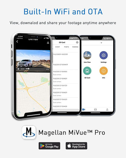 MAGELLAN DR45 2-Channel Dash Cam, Night Vision, Front & Rear True 4K + 2K Camera for Cars, STARVIS 2 IMX678 IMX675, Strong Mount, GPS, Wi-Fi, App Control, Parking Mode, 2.7" IPS, 64GB Card Included