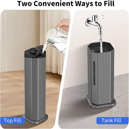 Humidifiers for Bedroom - GloryAir 2.38Gal/9L Dual Atomizers Top Fill Humidifier for Large Room 2000ft² with Auto Rotation 7-Color Light Humidistat Quiet Commercial Humidifiers for House Plants Baby