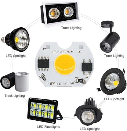 10pcs LED COB Lamp Bead 5W 9V COB Chip 220V Smart IC No Need Driver DIY Flood Light Led Bulb Spotlight Outdoor Chip Lamp(Coldwhite)