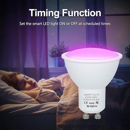 Irfora 5W ZigBee Smart Bulb Dual Mode White & RGB 16 Million Colors GU10 Smart Lamp APP Remote Control Voice Control Timing Function Multid LED Intelligent Bulb AC85-265V