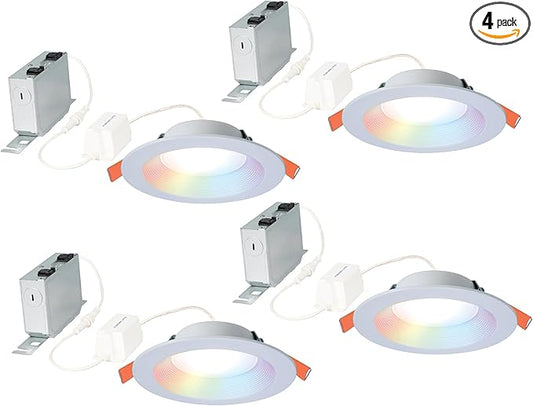HAL0 6" Smart Wi-Fi® Recessed Canless LED Downlight 4-Pack, Connected by WiZ Pro - RLWZC612-4PK