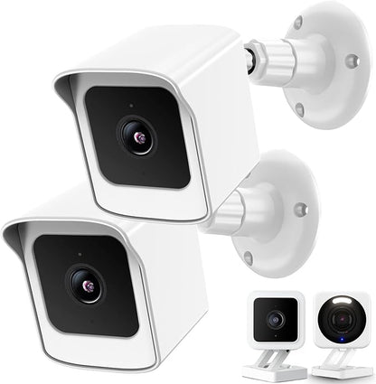 PEF Mount for All-New Wyze Cam V4 and V3, Weatherproof Protective Cover and 360 Degree Adjustable Wall Mount Solid Housing for Wyze V4 and V3 Outdoor Indoor Smart Home Camera System (White, 2 Pack)