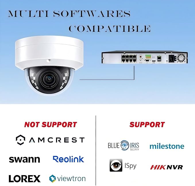 Real HD 4K 8MP PoE IP Vandal Dome PoE IP Camera Outdoor, 2.8mm Wide Angle 105° Fov, 98Ft Night Vision, H.265, Waterproof IP67, NDAA Compliant