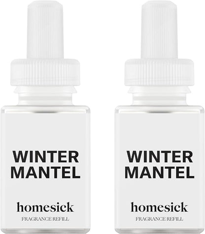 Pura & Homesick Home Scent Refill - Smart Home Air Diffuser Fragrance - Long-Lasting Luxury Scent per Refill - Clean Diffuser Fragrance - Household Essential - 2 Pack, Winter Mantel